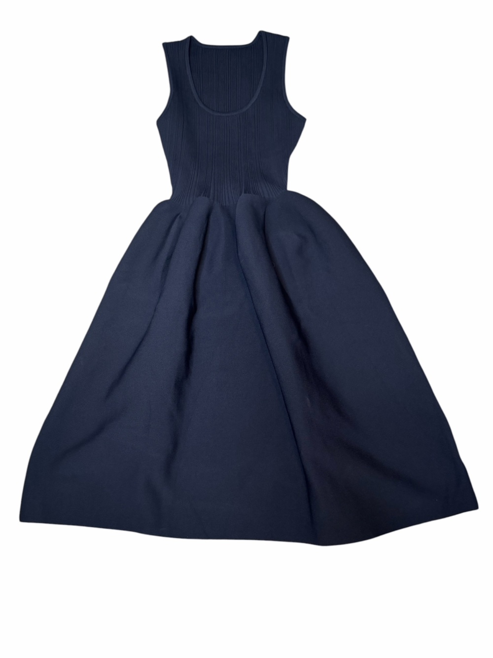 NWT Commense Navy Rib Knit Fit & Flare Midi Dress Size L - Picture 3 of 5